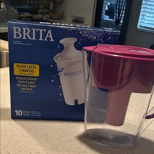 Brita Pitcher with Pink Lid and 10 Filters